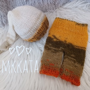  Kötött baba sapka és nadrág szett újszülött fotózásra , Ruha & Divat, Babaruha & Gyerekruha, Babafotózási ruha és kellék, Varrás, Kötés, MESKA