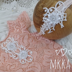 Csipke body és fejpánt szett Újszülött fotózáshoz - ruha & divat - babaruha & gyerekruha - babafotózási ruha és kellék - Meska.hu