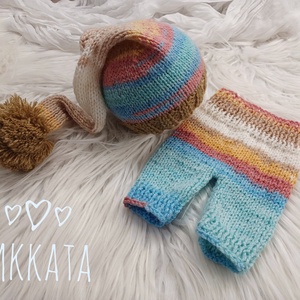  Kötött baba sapka és nadrág szett újszülött fotózásra , Ruha & Divat, Babaruha & Gyerekruha, Babafotózási ruha és kellék, Varrás, Kötés, MESKA