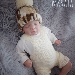   Kötött baba sapka és nadrág szett újszülött fotózásra  - ruha & divat - babaruha & gyerekruha - babafotózási ruha és kellék - Meska.hu
