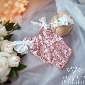 Csipke body és fejpánt szett Újszülött fotózáshoz, Ruha & Divat, Babaruha & Gyerekruha, Babafotózási ruha és kellék, Varrás, MESKA