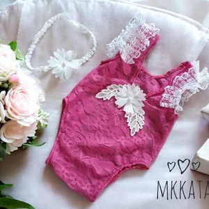 Csipkecsoda kislány body és fejpánt szett Újszülött fotózáshoz, Ruha & Divat, Babaruha & Gyerekruha, Babafotózási ruha és kellék, Varrás, MESKA