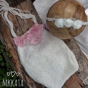 Kézzel kötött szett Újszülött fotózásra - ruha & divat - babaruha & gyerekruha - babafotózási ruha és kellék - Meska.hu