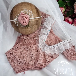 Csipke body és fejpánt szett Újszülött fotózáshoz, Ruha & Divat, Babaruha & Gyerekruha, Babafotózási ruha és kellék, Varrás, MESKA