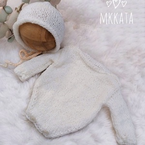   Kötött baba sapka és body szett újszülött fotózásra , Ruha & Divat, Babaruha & Gyerekruha, Babafotózási ruha és kellék, Kötés, MESKA