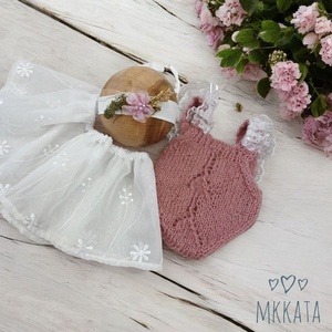 Kötött body, szoknya és fejpánt szett Újszülött fotózáshoz, Ruha & Divat, Babaruha & Gyerekruha, Babafotózási ruha és kellék, Varrás, Kötés, MESKA