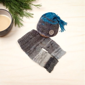  Kötött baba sapka és nadrág szett újszülött fotózásra , Ruha & Divat, Babaruha & Gyerekruha, Babafotózási ruha és kellék, Varrás, Kötés, MESKA