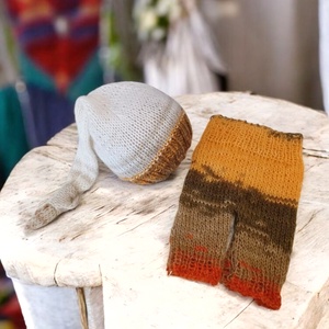  Kötött baba sapka és nadrág szett újszülött fotózásra  - Meska.hu