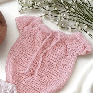 Kötött body szoknya  és fejpánt szett Újszülött fotózáshoz - baba - mama - babafotózás - szett újszülött fotózásra - Meska.hu