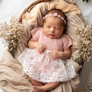 Kötött body szoknya  és fejpánt szett Újszülött fotózáshoz - baba - mama - babafotózás - szett újszülött fotózásra - Meska.hu