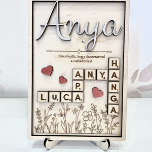 Anyának,Mamának tábla scrabble betűs díszítéssel, Otthon & Életmód, Dekoráció, Kép & Falikép, Fából készült kép, Famegmunkálás, Gravírozás, pirográfia, MESKA