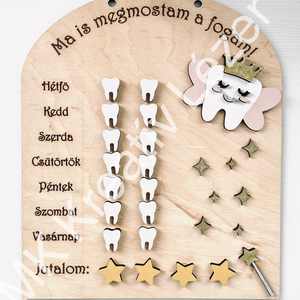 Motivációs tábla fogmosáshoz, Otthon & Életmód, Babaszoba, gyerekszoba, Babaszoba dekoráció, Famegmunkálás, Gravírozás, pirográfia, MESKA