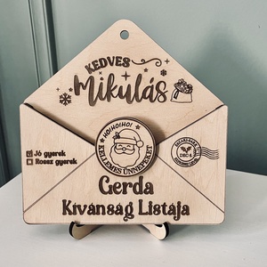 Fa kívánságlista boríték a Mikulásnak, Karácsony, Mikulás, Mikulás beltéri dekoráció, Famegmunkálás, Gravírozás, pirográfia, MESKA