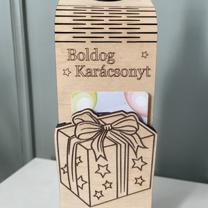 Fa ajándékkártya tartó italos üveg nyakára - karácsony - karácsonyi ajándékozás - karácsonyi képeslap, üdvözlőlap, ajándékkísérő - Meska.hu
