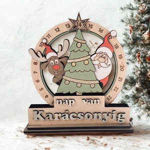 Tekerős Adventi Naptár, Karácsony, Adventi díszek, Adventi naptár, Famegmunkálás, Gravírozás, pirográfia, MESKA