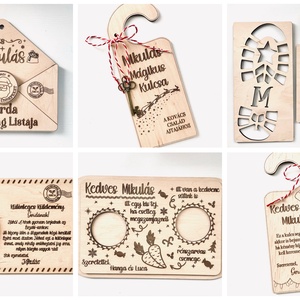 Teljes Mikulás szett névre szóló gravírozással , Karácsony, Mikulás, Mikulás beltéri dekoráció, Famegmunkálás, Gravírozás, pirográfia, MESKA