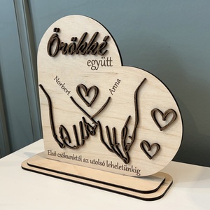 Személyre szabható fa szív dekoráció Valentin-napra - otthon & életmód - dekoráció - asztal és polc dekoráció - asztaldísz - Meska.hu
