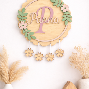 Személyre szabott fa falidekor születési adatokkal - Meska.hu