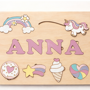 Névre szóló Montessori Puzzle, Játék & Sport, Puzzle, Forma puzzle, Famegmunkálás, Gravírozás, pirográfia, MESKA