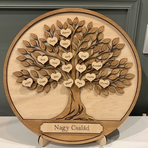 Személyre szabott fa családfa, Otthon & Életmód, Dekoráció, Asztal és polc dekoráció, Asztaldísz, Famegmunkálás, Gravírozás, pirográfia, MESKA