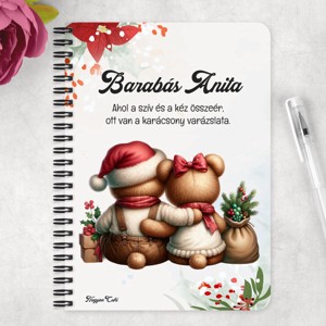 Személyre szabható - Karácsonyi Teddy maci - együtt (kantáros) mintás A5-ös füzet - otthon & életmód - papír, írószer - jegyzetfüzet & napló - Meska.hu