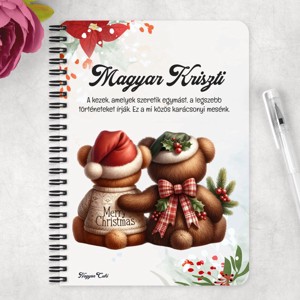 Személyre szabható - Karácsonyi Teddy maci - együtt (kockás masni) mintás A5-ös füzet - otthon & életmód - papír, írószer - jegyzetfüzet & napló - Meska.hu