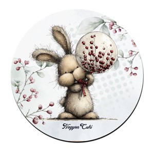 Cuki téli nyuszi gömbbel mintás pohár alátét, , , MESKA