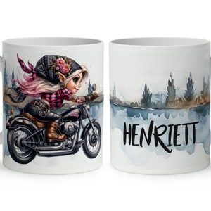 Névvel kérhető - Jó gurit - Motoros manó lány mintás bögre, Otthon & Életmód, Konyhafelszerelés, tálalás, Tálalás, Bögre & Csésze, , MESKA