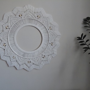 Makramé mandala fehér színű - otthon & életmód - dekoráció - fali és függő dekoráció - falra akasztható dekor - Meska.hu