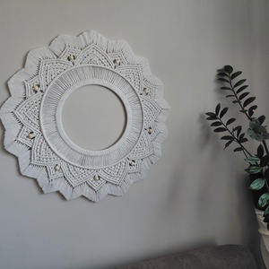 Makramé mandala fehér színű - otthon & életmód - dekoráció - fali és függő dekoráció - falra akasztható dekor - Meska.hu