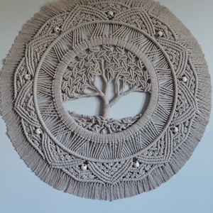 Makramé mandala életfa - otthon & életmód - dekoráció - fali és függő dekoráció - falra akasztható dekor - Meska.hu