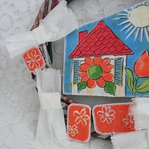Öko színes decoupage ajtódísz - LIMITÁLT - otthon & életmód - dekoráció - ajtó- és ablak dekoráció - ajtódísz & kopogtató - Meska.hu