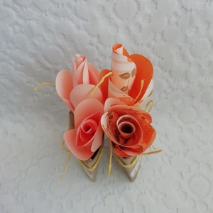 Öko mini rózsacsokor - narancssárga-virágos, LIMITÁLT - otthon & lakás - dekoráció - virágdísz és tartó - csokor & virágdísz - Meska.hu