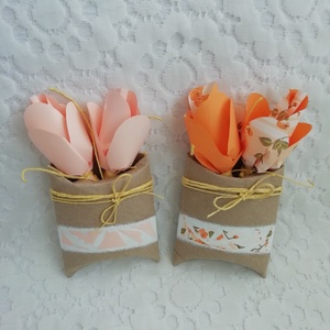 Öko mini rózsacsokor - narancssárga-virágos, LIMITÁLT - otthon & lakás - dekoráció - virágdísz és tartó - csokor & virágdísz - Meska.hu