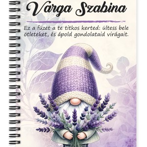 Személyre szabható - Illatos Levendulás manó mintás A6-os füzet, Otthon & Életmód, Papír, írószer, Jegyzetfüzet & Napló, , MESKA