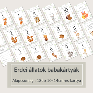 Erdei állatok babakártyák, mérföldkő kátyák - Meska.hu