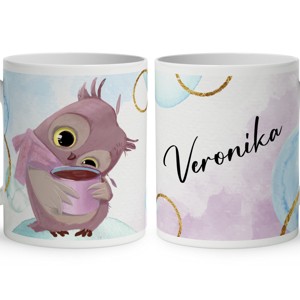 Névvel kérhető - Cuki kávés bagoly mintás bögre, Otthon & Életmód, Konyhafelszerelés, tálalás, Tálalás, Bögre & Csésze, , MESKA