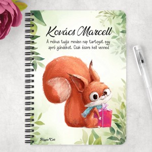 Személyre szabható - Cuki mókus ajándékkal mintás A5-ös füzet - otthon & életmód - papír, írószer - jegyzetfüzet & napló - Meska.hu