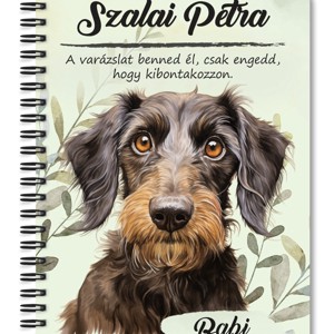 Személyre szabható - Drótszőrű tacskó portré mintás A6-os füzet, Otthon & Életmód, Papír, írószer, Jegyzetfüzet & Napló, , MESKA