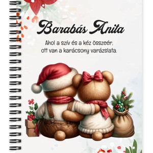 Személyre szabható - Karácsonyi Teddy maci - együtt (kantáros) mintás A6-os füzet, Otthon & Életmód, Papír, írószer, Jegyzetfüzet & Napló, , MESKA
