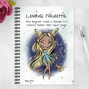 Személyre szabható - Szőke hajú Csini Bika lány mintás A5-ös füzet - otthon & életmód - papír, írószer - jegyzetfüzet & napló - Meska.hu