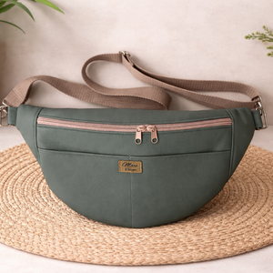 Matt szürke ökobőr nagy Moonligh belt bag, Táska & Tok, Övtáska, Varrás, MESKA