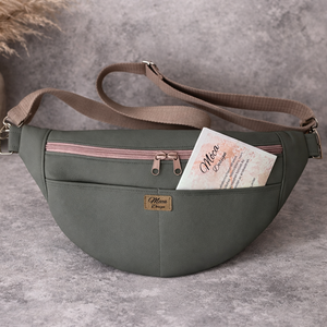 Matt szürke ökobőr nagy Moonligh belt bag - táska & tok - övtáska - Meska.hu
