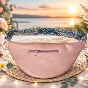 Metál rózsaszín ökobőr nagy Moonlight belt bag - táska & tok - övtáska - Meska.hu