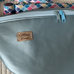 Metál világoskék ökobőr nagy Moonlight belt bag - táska & tok - övtáska - Meska.hu