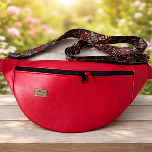 Metál piros ökobőr nagy Moonlight belt bag, Táska & Tok, Övtáska, Varrás, MESKA