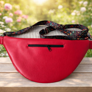 Metál piros ökobőr nagy Moonlight belt bag - táska & tok - övtáska - Meska.hu