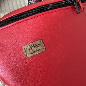 Metál piros ökobőr nagy Moonlight belt bag - táska & tok - övtáska - Meska.hu