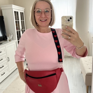 Metál piros ökobőr nagy Moonlight belt bag - táska & tok - övtáska - Meska.hu