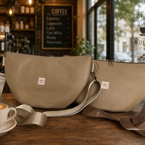 Luna bag cappuccino, barna hevederrel - Meska.hu